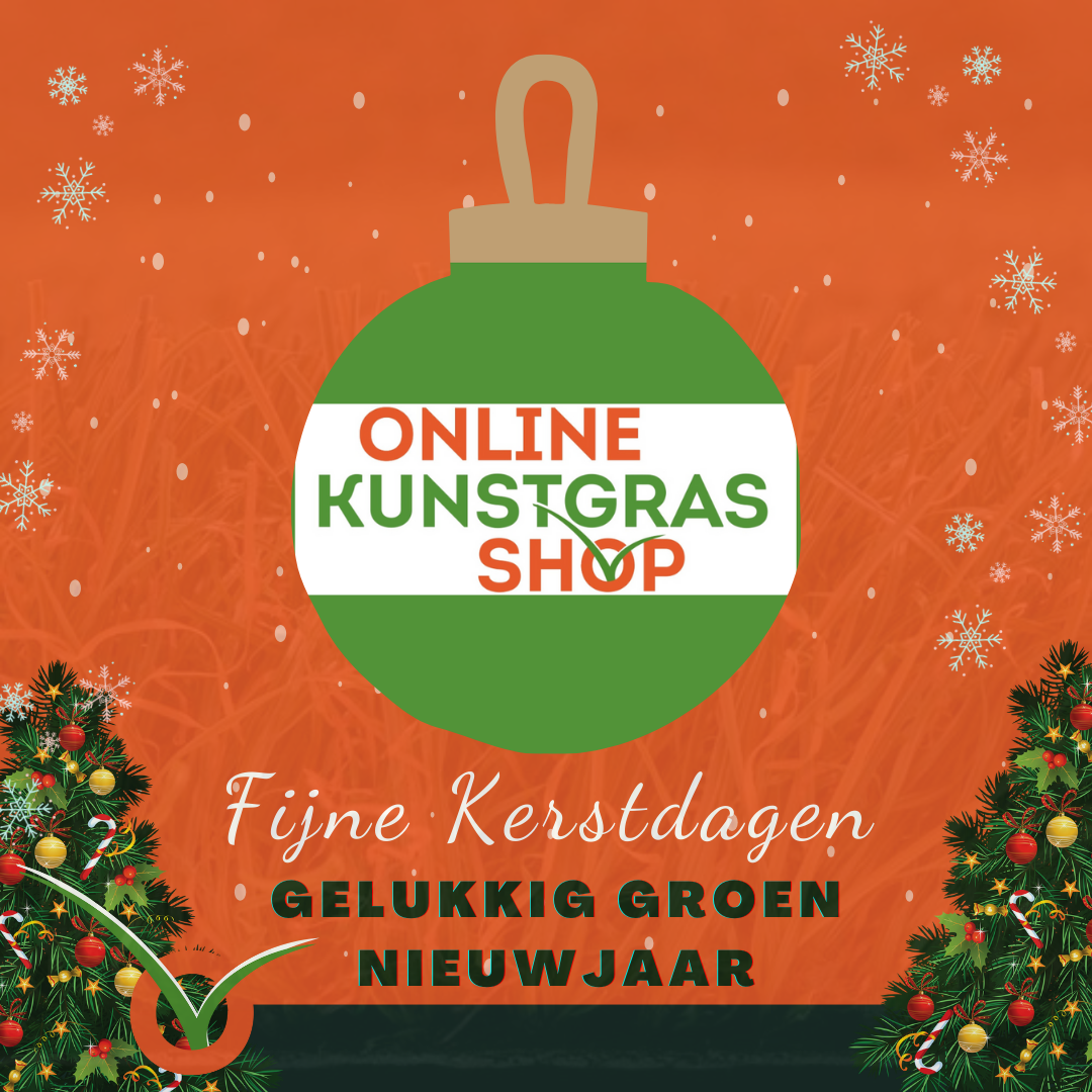 Afbeelding met Fijne Feestdagen wens van de Onlinekunstgrasshop